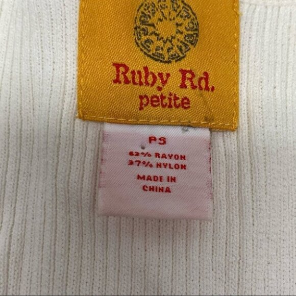 • Ruby Rd Beaded Ribbed Tanks Black Ivory E3 - Picture 7 of 12